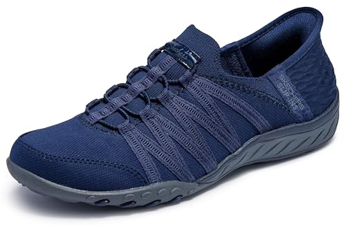 Skechers Women's Breathe-Easy ROLL-with-ME Sneaker, Navy, 6 UK