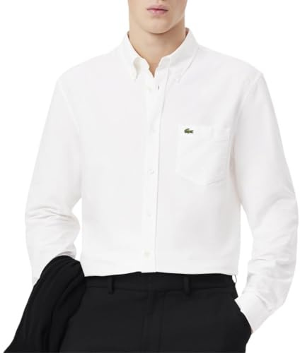 Lacoste Men's Regular Fit Oxford Shirt, White, XX-Large