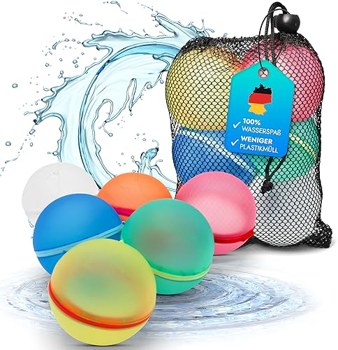 TIDYHIVE - 6 Stück wiederverwendbare Wasserbomben inkl. Netzbeutel - Wasserball - Gartenspielzeug - Wasserspielzeug Kinder - Wasserbomben wiederverwendbar - Pool Spielzeug - Outdoor Spielzeug