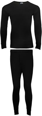Heat Stoke Kids Thermal Skins Set Long Sleeve Top and Long Johns Leggings, Boys Girls Base Layer. (BLACK, 3-5Years)