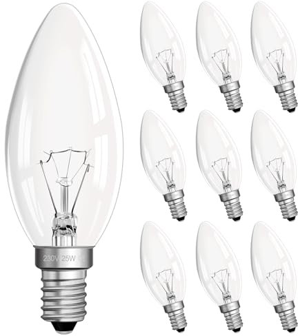 Lampadina Candela E14 230V, Luce Calda 2700K Dimmerabile, C35 per Lampadario, Lampada a Muro, Luce di Cristallo - 10 Pezzi