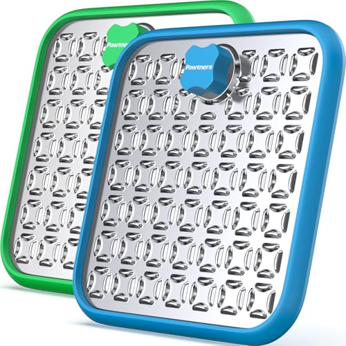 Stainless Steel Large Lick Mat for Dogs: Dog Lick Mats for Large Dogs, Cat Licking Pads for Crate Boredom & Anxiety Reduce, Slow Feeding, Cat Slow Feeder Mat with a Spatula, Scrubbing Brush