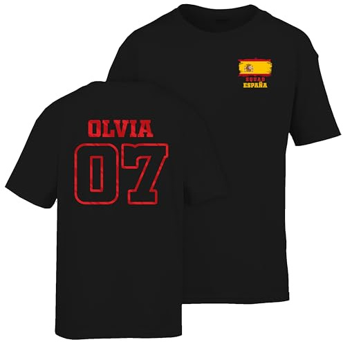 Varsany Personalised Unisex Spain Football Shirt: Kids Number T-Shirt & Espana Football Top - Kids Number Top