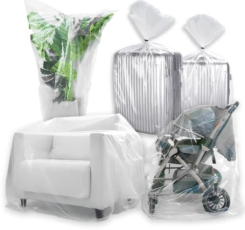 5 Pcs Clear Extra Large Storage Bags, 90X120CM Reusable Waterproof Dustproof Garden Furniture Large Plastic Bags for Suitcase Luggage Furniture Plush Toys Office Chairs Kids Bike and More