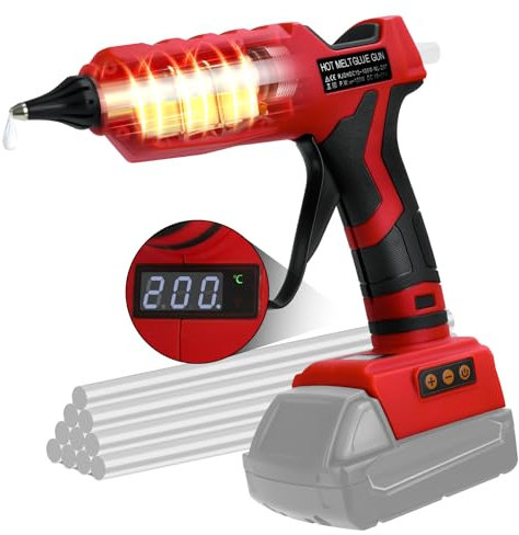 Pistola de pegamento caliente inalámbrica de 100 W para batería Milwaukee de 18 V, pistola de pegamento eléctrica de alta temperatura con 10 piezas de 11 mm para bricolaje y obras de arte
