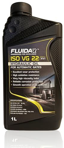 FLUIDAX Aceite Hidráulico ISO VG 22 HVI 1L para Puertas Automáticas y Sistemas Hidráulicos – Alta Fluidez hasta -39°C, Protección Antidesgaste para Motores, Cilindros, Bombas y Actuadores