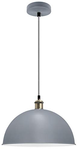 Large Vintage Retro Ceiling Pendant Hanging Dome Light Shade Metal Grey Finish Antique Brass Industrial Lamp Holder M0090