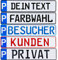 Parkplatz Kennzeichen 1 Stück P-Kennzeichen Parkplatzschild individuell Wunschtext/Farbe/Bohrung/Markierung von Parkplatz Standplatz Kunden Besucher Privat Wunschprägung (1. Wunschprägung)