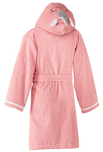 Erwin Müller Kinder Bademantel Einhorn Frottier rosa Größe 158/164 - kuschelweich, saugstark, mit Kapuze, Taschen und Bindegürtel