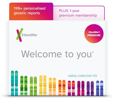23andMe+ Premium Membership Bundle - DNA Kit with Personal Genetic Insights Including Health + Ancestry Service Plus 1-Year Access to Exclusive Reports (Before You Buy See Important Test Info Below)