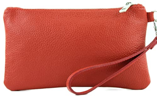 modamoda de - T193 - Borsa da polso in pelle Small, rosso fuoco, S