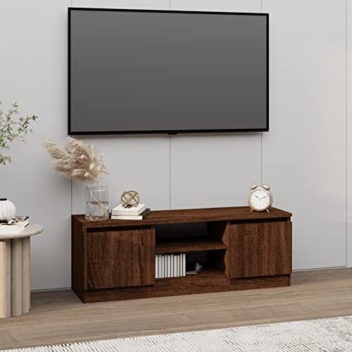 Festnight Mobile Porta TV con Anta, Mobile per TV, Mobiletto TV, Mobile TV Moderno, Mobile TV Soggiorno, Rovere Marrone 102x30x36 cm