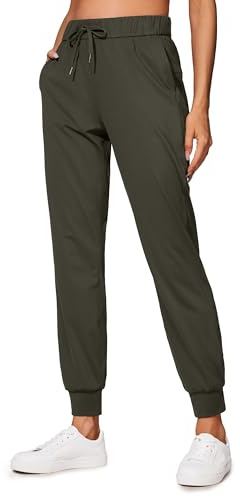 CRZ YOGA Mujer Pantalones de Chándal con Cordón Pantalones Deportivos de Tobillo con Bolsillos Laterales Verde Oliva 38