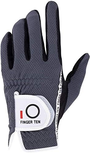 FINGER TEN Guantes de golf para hombre, mano izquierda y derecha, agarre de lluvia, paquete económico, guantes de golf resistentes al desgaste, antideslizantes, flexibles, duraderos (gris, 3XL,