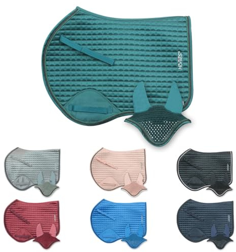 Sottosella Salto+Cuffietta Edith, Morbido e Resistente, Indispensabile per Proteggere Il Cavallo da Traumi e Shock Eccessivi, Sobrio ed Elegante (COB, Grigio)