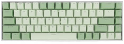 Mekaniskt Tangentbord, RGB-bakgrundsbelyst USB-trådbundet Tangentbord med 68 Nycklar och Röd Switch för 10, Vitt Basfodral, Matcha-tema, USB 3.0-anslutning, Löstagbar Kabel, N