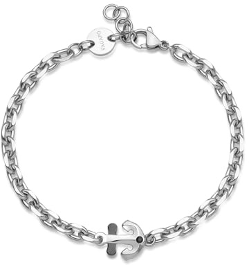 S'Agapõ Bracciale Uomo in Acciaio e Zirconi con Simbolo Ancora | Collezione Nautika - SNK19