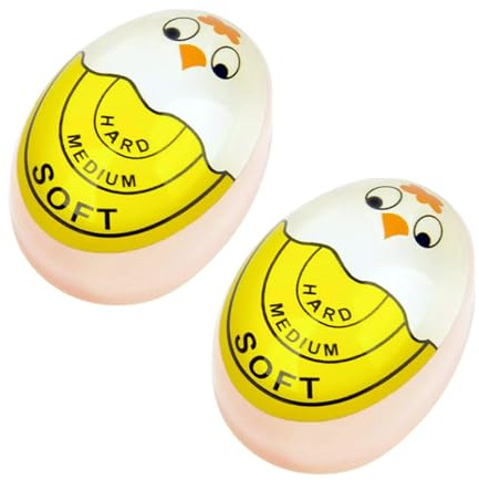 xolear 2 Piezas Temporizador de Huevos, Temporizador de Huevos con Cambio de Color(Duro/Medio/Suave), Egg Timer Reutilizable, Resina Egg Timer, Adecuado para el Hogar, la Escuela, el Restaurante