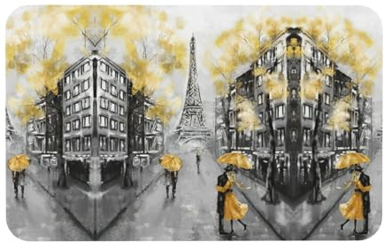 Fgwaauh Alfombrilla de ducha moderna con diseño de la Torre Eiffel con pintura al óleo, antideslizante, superabsorbente, de secado rápido