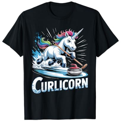 Eisstockschießen Einhorn Ice Curling Spieler Eissport Lustig Curling T-Shirt