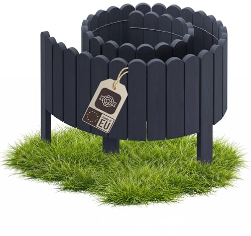 Be4Nature Clôture Jardin Bois 200 cm, h. 30 cm, Gris – Palissade | Protège le potager du ballon, du chien et des lapins. Livrée montée, souple, 5 piquets – sans plastique