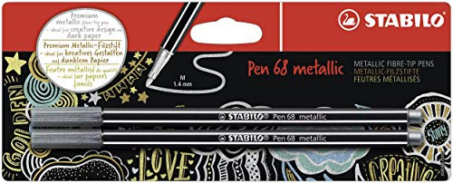 STABILO - Premium Metallic-Filzstift - Pen 68 metallic - 2er Pack - silber
