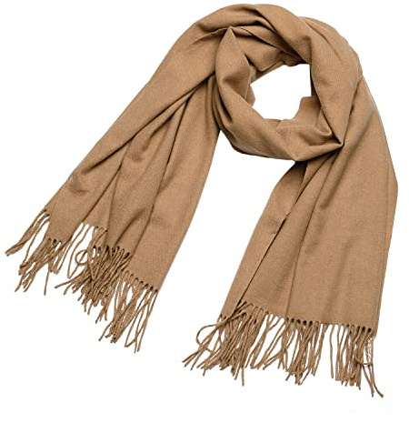 DonDon Schal Damen Winter Wollschal Winterschal groß und flauschig 200 x 70 cm - Hellbraun