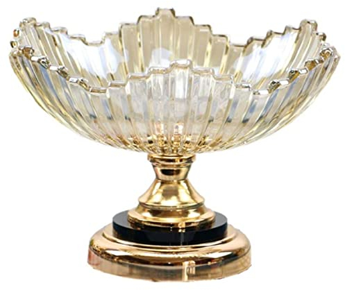 JUNYFFF Obstschale, Obstkorb, Kristallglas, Obstteller – Modernes, Kreatives Wohnzimmer, Büro, Party, Obsttablett, Schalenständer,Gold