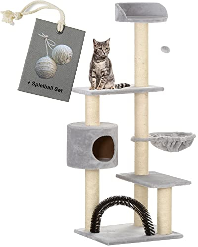 Katzenkratzbaum Kratzbaum für Katzen Utah 2 Spielkugeln (Grau)