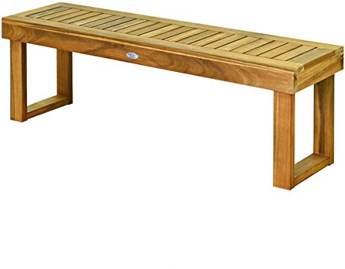GIANTEX Gartenbank 3 Sitzer, 132 × 34 × 43,5 cm Sitzbank Massivholz, Parkbank Garten Holzbank bis 360 kg belastbar, Garten Balkonbank Esszimmerbank Holzfarbe (U Beine)