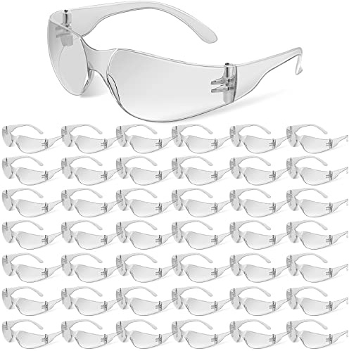 Sratte 100 Pack Safety Glasses Bulk Protective Eyewear Goggles Eye Protection for Men Women Work Science Lab Construction(Clear)