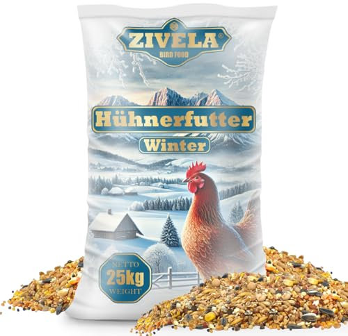 ZIVELA 25kg Hühnerfutter Geflügelkörnerfutter Körnerfutter für Winter | Geflügelfutter für Hühner, Gänse, Enten Non-GMO, 100% natürlich | Geeignet für Herbst und Winter.