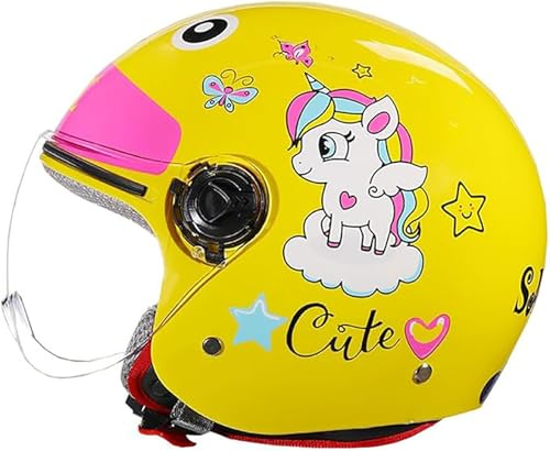 Casco Da Bicicletta Per Bambini, Casco Da Moto Per Bambini, Casco Da Scooter Per Bambini Con Visiera Antigraffio, Per Bambini 48-56 Cm E,48-55cm
