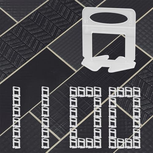 1100 clips de nivellement de carrelage 2mm (1/12”), pour la pose de carreaux en céramique et pierre naturelle – kit de nivellement DIY pour un alignement parfait (2mm, 1100 pièces)