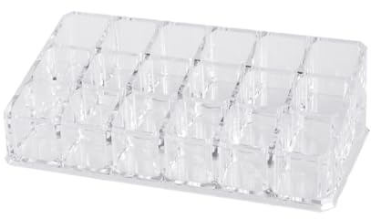 Tofficu Organizzatore per Cosmetici in Acrilico Trasparente 18 Scomparti Trapezoidali, Supporto Portarossetti Durevole per Impiego Professionale e Domestico