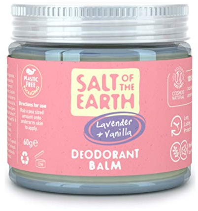 Salt of the Earth - Natural Vegan Deodorant Balm; Long Lasting Protection, Approved by Cruelty Free International, Plastic & Aluminium Free - Lavender & Vanilla - 60g