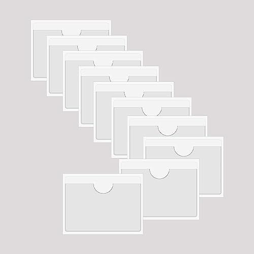BAIWOAK10 fundas adhesivas transparentes, soportes autoadhesivos de plástico para etiquetas, soportes para tarjetas de índice, planificadores, armarios, estantes (150 x 95 mm)