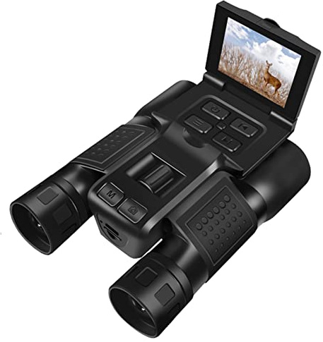 Jumelles Numériques 2,4 Pouces avec Appareil Photo, Caméscope Enregistreur Vidéo 1080p 5MP avec Vision Nocturne, Jumelles Numériques LCD 12X pour L'observation des Oiseaux, Les