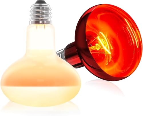 GlowUp Ampoule Chauffante Reptile 100W, E27 R80 UVA Lampe Chauffante Terrarium pour le Jour et Ampoule Infrarouge pour la Nuit, pour Lézard, Tortue, Serpent, Poussin, Chiot, etc (2Pcs)