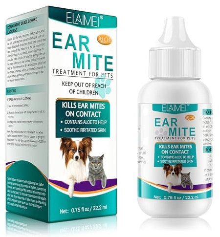22ML Prevenzione degli acari per la cura dell'orecchio,garantendo orecchie sane e pulite per tutti gli animali domestici,efficace nella rimozione di cerume,usato per cani, gatti e piccoli mammiferi