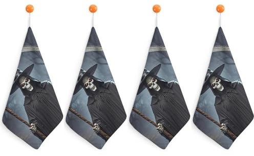 GHEPSDW Death Scythe Kitchen Hand Towels Absorbent Towels Quick-Drying Towel with Loop & Hook Soft Dish Cloths for Kitchen & Bathroom 4PCS