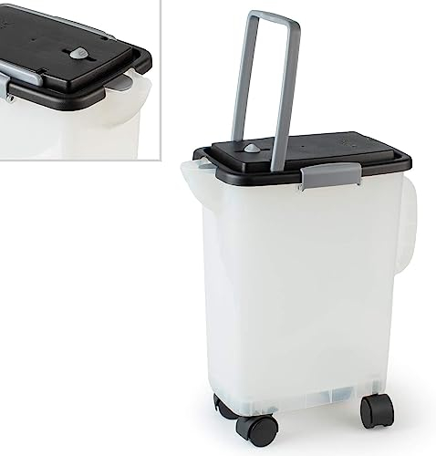 PetFusion Portable Dog & Cat Food Container - Heavy Duty Food Bin With Wheels, 10kg Storage (42 x 30 x 48cm)