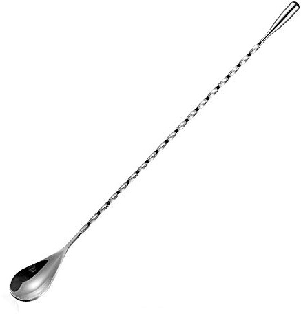 Cucchiaio da cocktail in acciaio inox lungo cocktail shaker cucchiaio barware mescolando cucchiaio contorto bar cucchiaio-30 cm argento