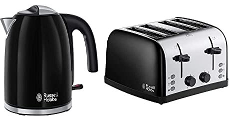 Russell Hobbs Classic Kettle and 4 Slice Toaster, Black