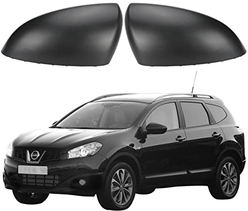 Auto Spiegelkappen, Ersatz für Nissan Qashqai 2007–2014 strukturierte schwarze Außenspiegelabdeckungen, 1 Paar links und rechts