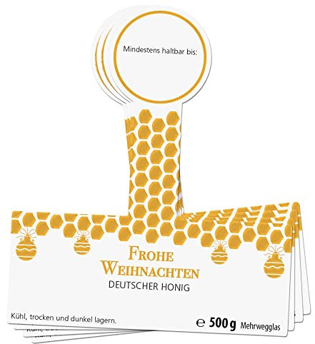 Apoidea – Honig Etiketten 500 g mit Goldveredlung & Gewährverschluss selbstklebend & personalisierbar - 25 Stück/Etiketten Honiggläser/Honig Aufkleber für selbstgemachten Honig/Honigetiketten