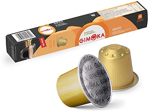 Gimoka, bebida soluble de CEBADA - 100 Cápsulas de Aluminio - Compatibles con Máquinas de Café Nespresso* para uso doméstico - Producido en Italia - 10 paquetes de 10