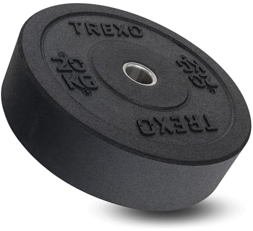 TREXO Olympic Bumper 20 KG Hantelscheibe Gummiertes Material für Langhantel 50 mm Durchmesser Langlebige FitnessScheibe Krafttraining Crossfit