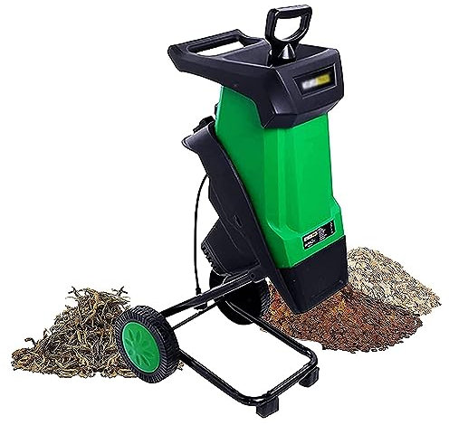 YHUEGH Déchiqueteuse de Bois électrique pour broyeur de Jardin 2400 W, capacité de Coupe maximale de 40 mm, Sac de Collecte de 50 L, broyeur de Feuilles pour pelouse et Jardin, déchiqueteuses