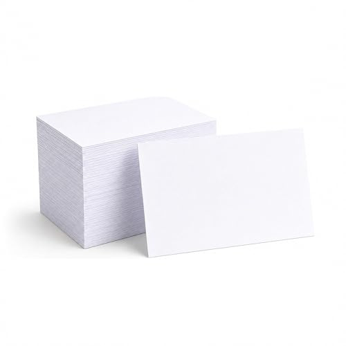 Blank Flash Cards 200 Pack – 85 x 55mm Bright White 300gsm Uncoated Cards for Revision, Study, Memory Learning & Crafts – Ocean Pads (70093)